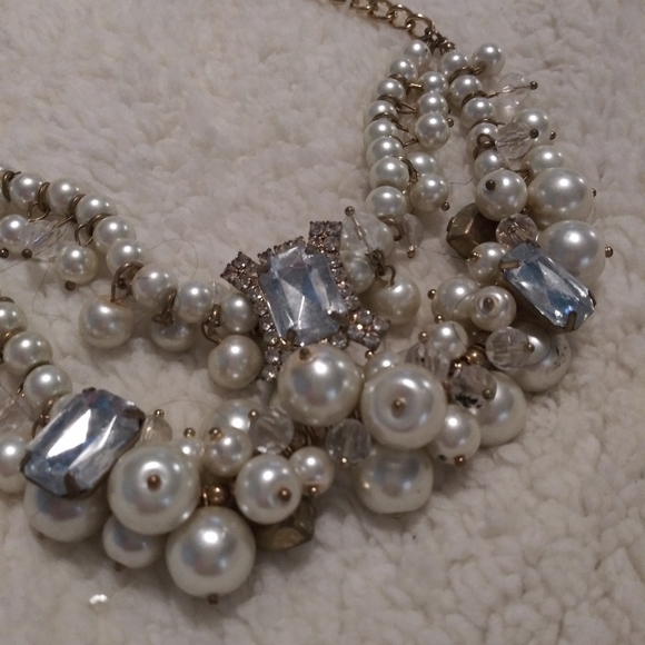 Pearl necklace and diamond setting - Picture 3 of 5
